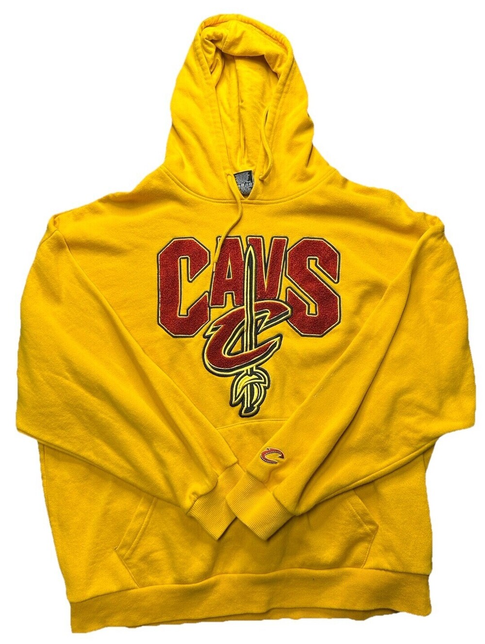 Cleveland Cavaliers Hoodie Junk Food NBA Chenille Logo Yellow Mens M